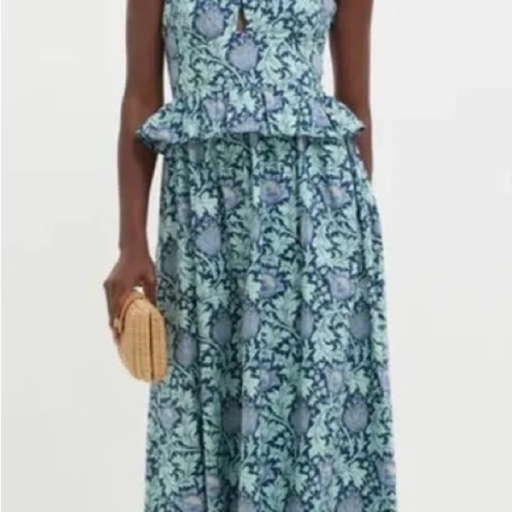Women's Blue Floral Midi Dress - Lightweight Summer Dress